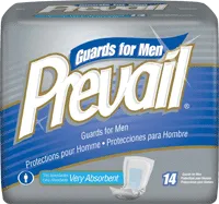 First Quality - PV-811 - Prevail Daily Male GuardsBladder Control Pad Prevail Daily Male Guards 121/2 Inch Length Heavy Absorbency Polymer Core One Size Fits Most