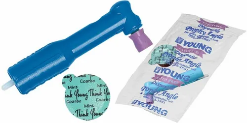 Young Dental - From: 320010 To: 323110 - Manufacturing Young&#153; D Lish, EZ Paks, Contra Disposable, Prophy Angle, (DPA), Soft, Purple, Latex Free, Petite, Web Cup, Mint, Medium, 100/bx (USA Only)
