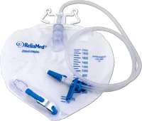 Reliamed - ND2000H - Cardinal Health Premium Vented Drainage Bag with Double Hanger Anti-Reflux Valve 2,000 mL